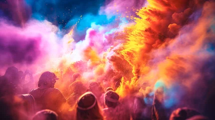 Tuinposter holi festival with colorful powder, Colorful Background © Franco