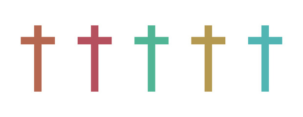 Collection of small Christian crosses in various colors – Christian symbol design