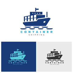 Obraz premium container ship logo blue color combination suitable for exporter company logos