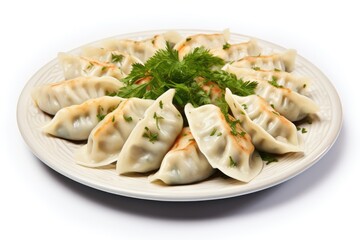 Tasty dumplings on a white plate