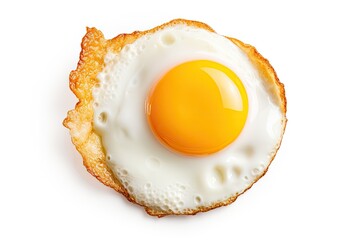 Tasty fried egg on white background