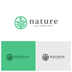 Logo illustration of leaves in a green circle with a nature theme suitable for a natural medicine