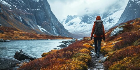 Lone Walker by the Glacier