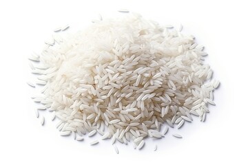 White rice pile isolated on white background