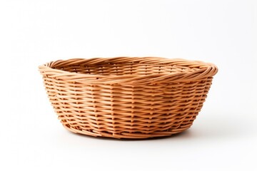 Fototapeta premium Wicker basket on white background with nothing inside