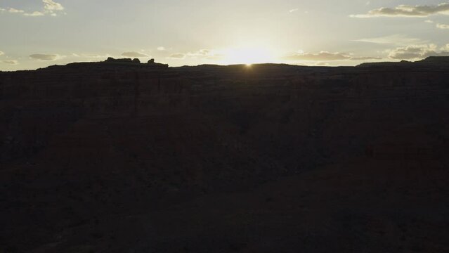 Sunset over desert canyon