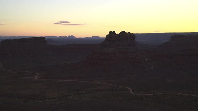 UNique rock formations in desert at sunset
