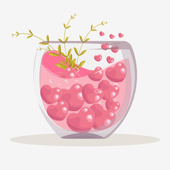 Vector illustration happy valentine day, a cup of love ane tea leaf