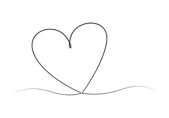 Continuous single line drawing of heart. Isolated on white background vector illustration. Free vector. 