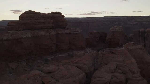 Aerial view of unique red rock formation