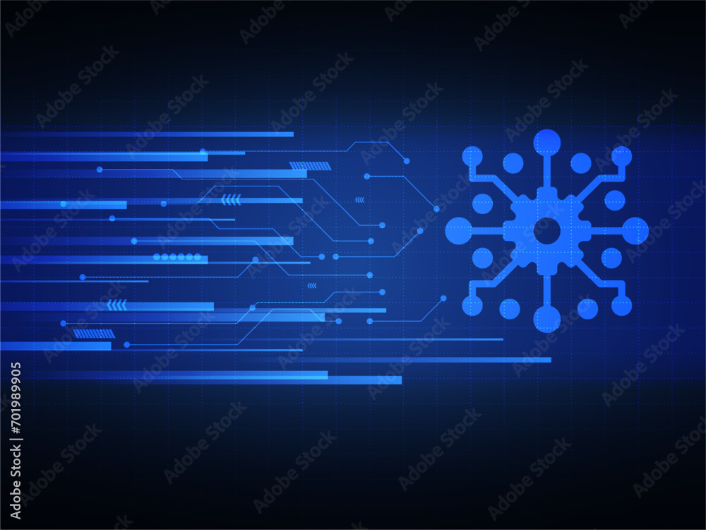 Wall mural abstract ai artificial intelligence blue data future futuristic circuit technology background