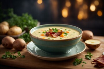 vegetable soup with bread (Kartoffelsuppe)