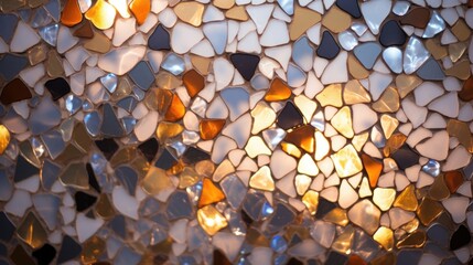 The heart mosaic glistens under the light, with tiny shards of glass and ceramic creating a stunning effect.