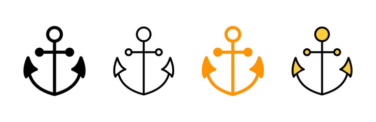 Anchor icon set vector. Anchor sign and symbol. Anchor marine icon.