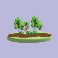 Family and children spending time together. Walking family concept.. Realistic 3d object cartoon style. Vector colorful illustration.