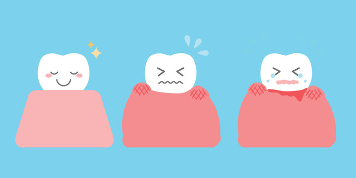 歯茎が腫れる症状の歯のキャラクターセット