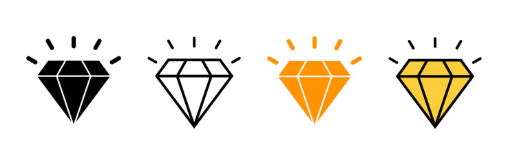 Diamond icon set vector. diamond gems sign and symbol