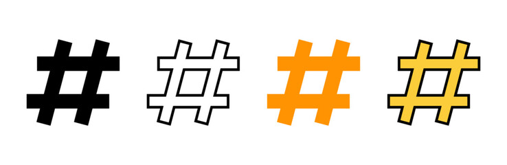 Obraz premium Hashtag icon set vector. hashtag sign and symbol