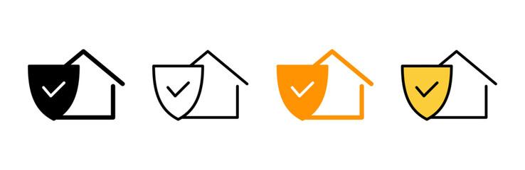 home insurance icon set  vector. home protection sign and symbol