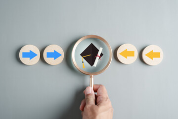 Steps of education leading to success goal. Taking strategic steps towards graduation. Career path and first for business, Graduation achievement goals concept.