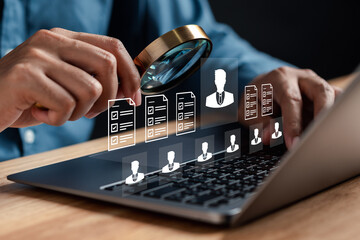 Selective new career recruitment sites. recruiting with online technology. unemployment finding job...