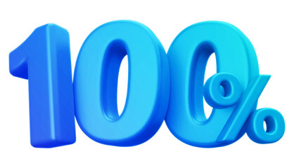 100 percentage discount number blue 3d render