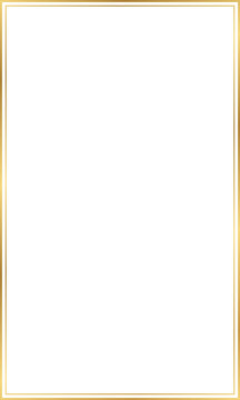 Rectangle gold frame for social story, card, invitation, vertical border with 3x5 scale ratio, illustration ,cutout,  png isolated on transparent background.	