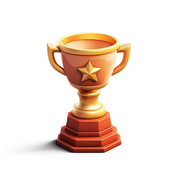 3D illustration of a Golden Trophy with Star Detail | Marketing & announcements | Isolated on Transparent & White Background | PNG File with Transparency