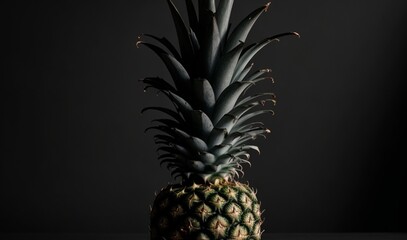 A pineapple on plain black background from AI Generative