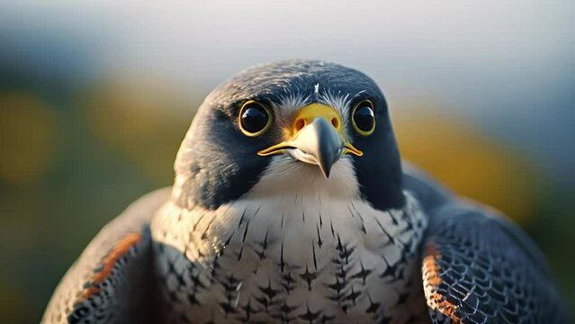 Closeup of a peregrine falcons dilating pupils, adjusting to different light levels and allowing the bird to maintain its sharp sight in any environment.