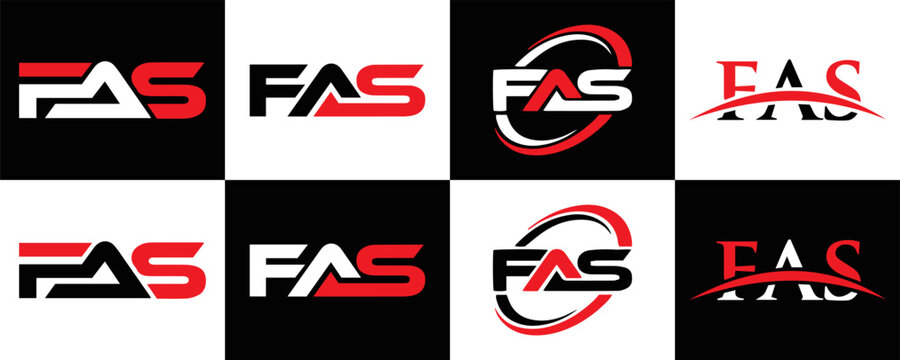  FAS logo. F A S design. White FAS letter. FAS, F A S letter logo design. F A S letter logo design in FIVE, FOUR, THREE, style. letter logo set in one artboard. F A S letter logo vector design.	
