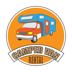 Camper  Van Illustration and Vector Sign