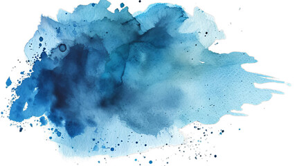 Ethereal Blue Hue Watercolor Stain on Pure White Canvas Background - obrazy, fototapety, plakaty