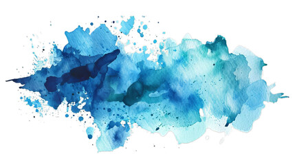 Vivid Blue Watercolor Splash White Background