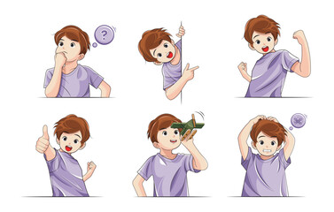 A collection of illustrations of smart children's expressions. Vector illustration