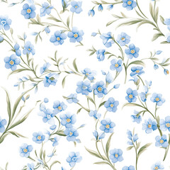 Seamless floral background with forget me not flowers