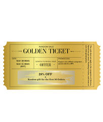 Ticket Gold ticket banner - obrazy, fototapety, plakaty