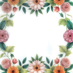 Obraz na płótnie Canvas illustration spring flower frame background with copy space ai generated