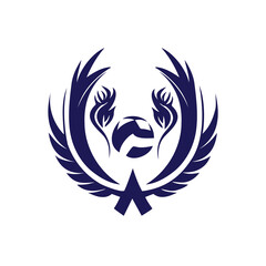 Illustration of a Wreath Theme Volleyball Team Logo with Wings