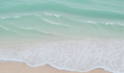 Fototapeta na wymiar A close-up soft wave of the sea on the sandy white beach from AI Generative