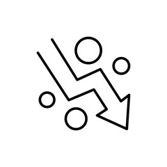 Decreasing arrow outline icons, minimalist vector illustration ,simple transparent graphic element .Isolated on white background