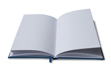 Blank empty copy space white open book, top view cut out