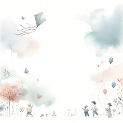 Watercolor of Children's Day poster background,minimalist style