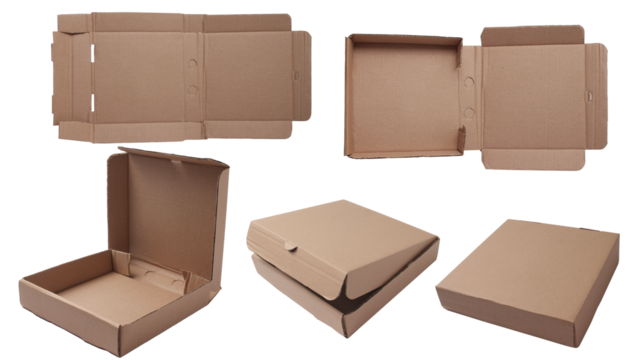 Flat pizza cardboard box die-line die-cut mock up template, cut out