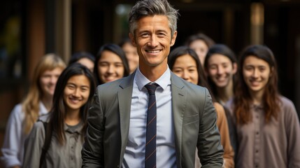 Portrait of professor in university standing outdoor