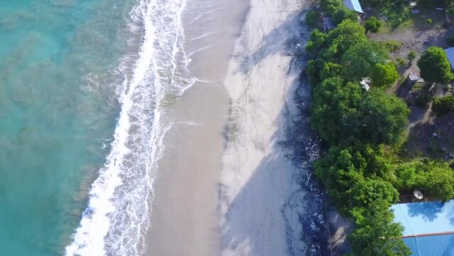 Morning aerial view of Pentai Paga in the village of Paga, East Nusa Tenggara, Indonesia