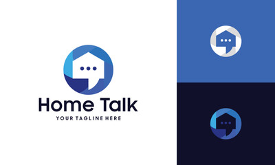 home and talk logo design inspiration with circles and chat bubbles