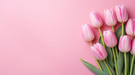 beautiful composition spring flowers bouquet of pink flowers with space for text