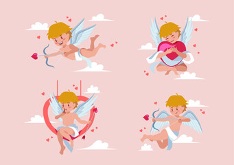 VALENTINE'S DAY STOCK - COLORFUL CUPID IN FLAT DESIGN