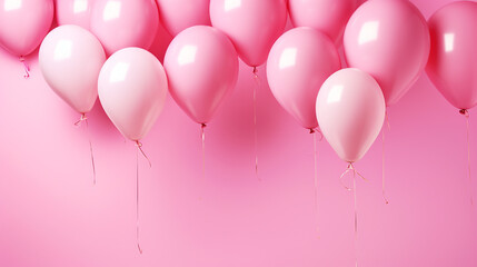 pink background with balloons. simple decoration concept